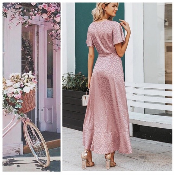 *TAKING DOWN* Dusty Pink Leopard Wrap Maxi Dress - Picture 8 of 8